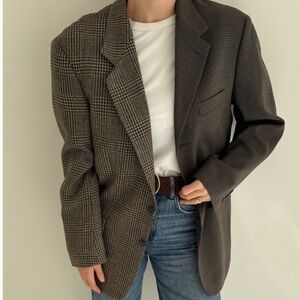 Classic Brown Checkered Women's Blazer